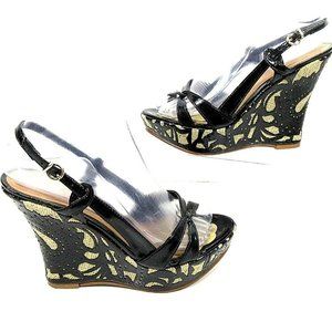 Carlos Santana IVY Cut Out Cork Platform Wedges